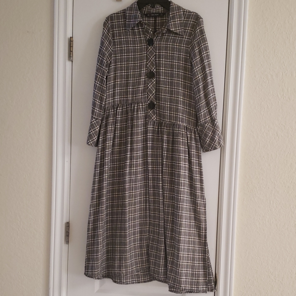 ZARA asymmetrical plaided dress